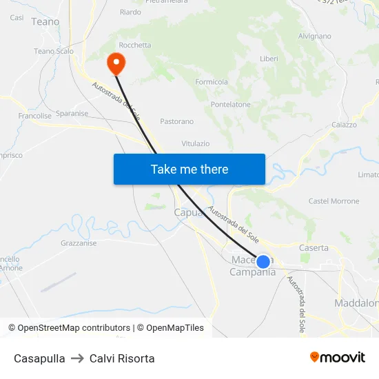 Casapulla to Calvi Risorta map