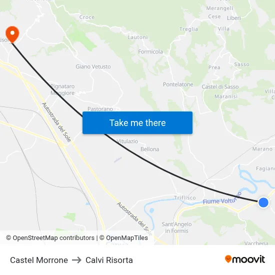 Castel Morrone to Calvi Risorta map