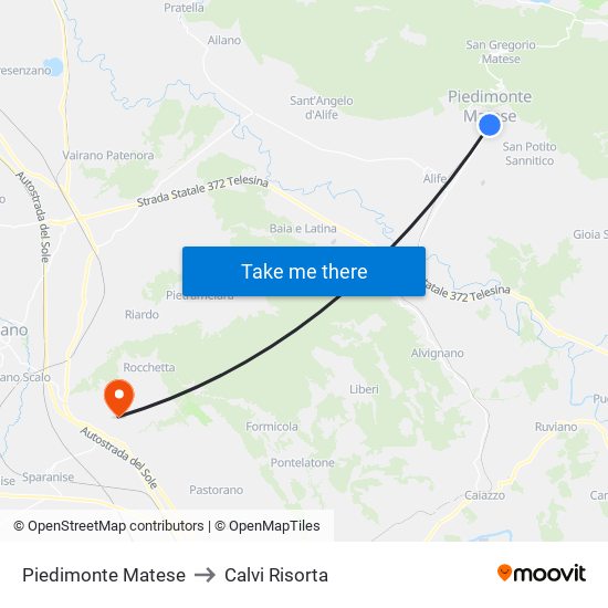 Piedimonte Matese to Calvi Risorta map