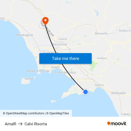 Amalfi to Calvi Risorta map