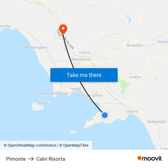 Pimonte to Calvi Risorta map