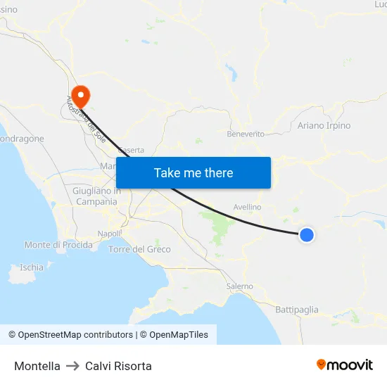 Montella to Calvi Risorta map