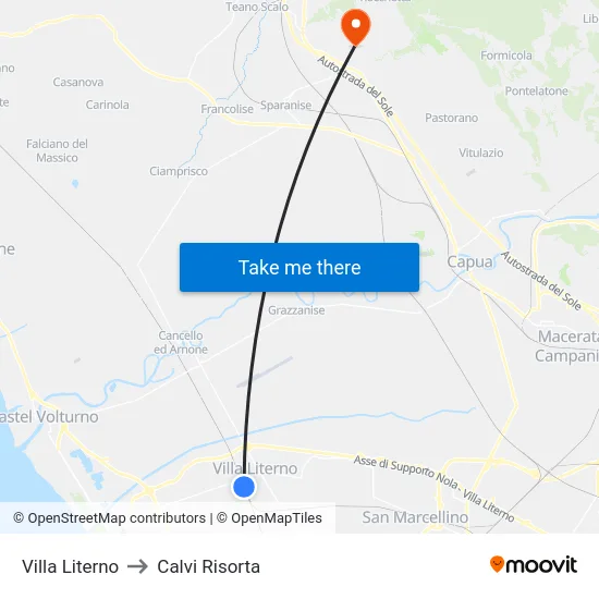 Villa Literno to Calvi Risorta map