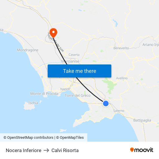 Nocera Inferiore to Calvi Risorta map