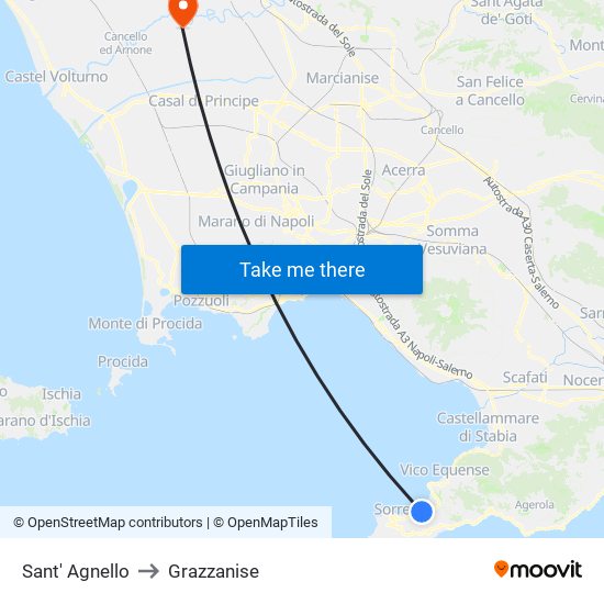 Sant' Agnello to Grazzanise map