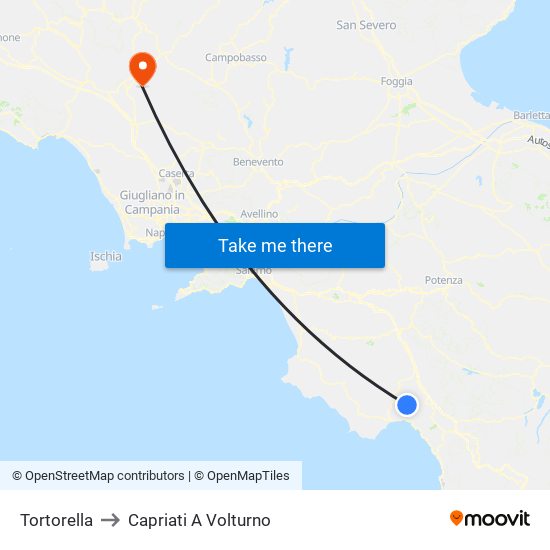 Tortorella to Capriati A Volturno map