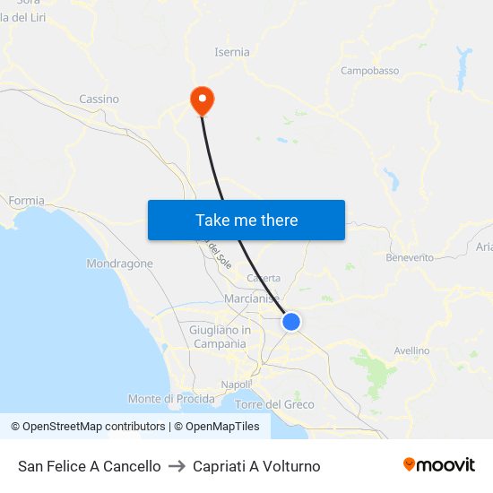 San Felice A Cancello to Capriati A Volturno map