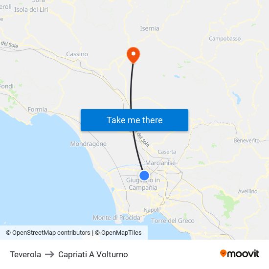 Teverola to Capriati A Volturno map