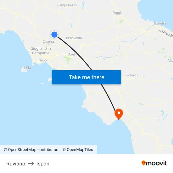 Ruviano to Ispani map