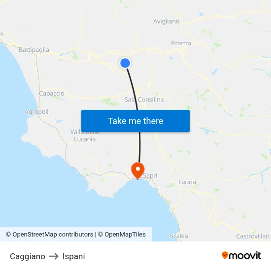 Caggiano to Ispani map