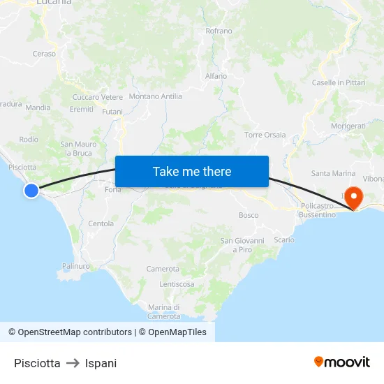 Pisciotta to Ispani map