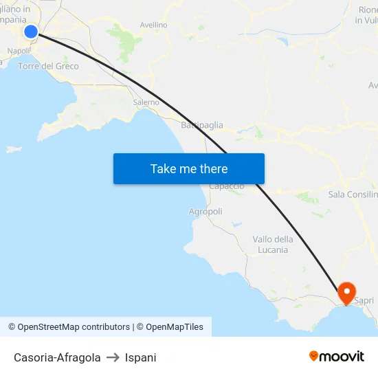 Casoria-Afragola to Ispani map