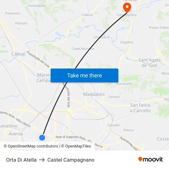 Orta Di Atella to Castel Campagnano map