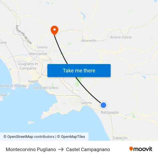 Montecorvino Pugliano to Castel Campagnano map