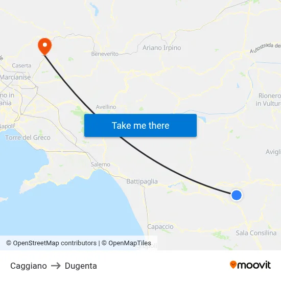 Caggiano to Dugenta map