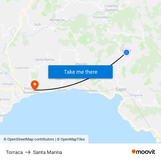 Torraca to Santa Marina map