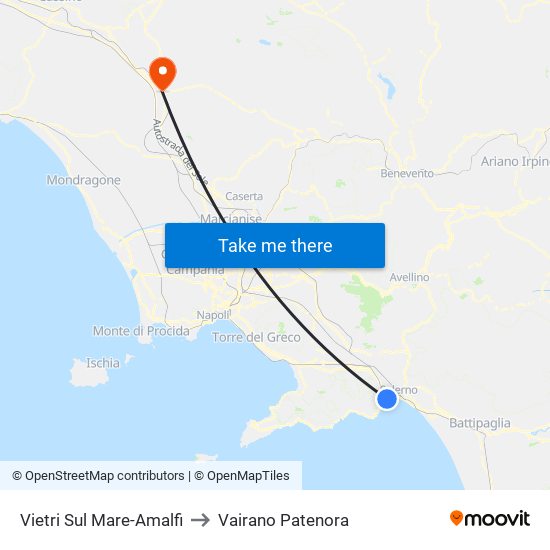 Vietri Sul Mare-Amalfi to Vairano Patenora map