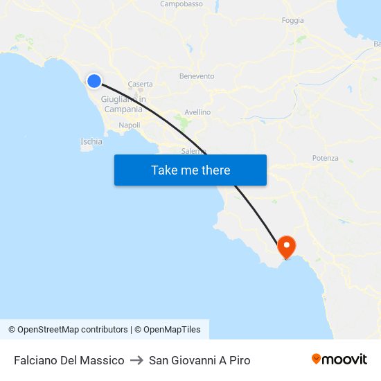 Falciano Del Massico to San Giovanni A Piro map