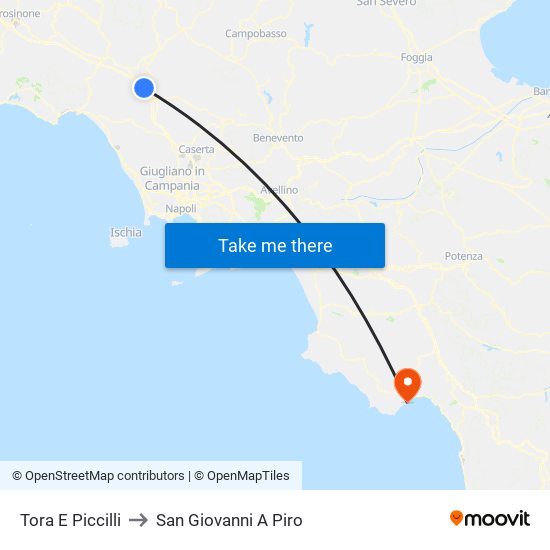 Tora E Piccilli to San Giovanni A Piro map