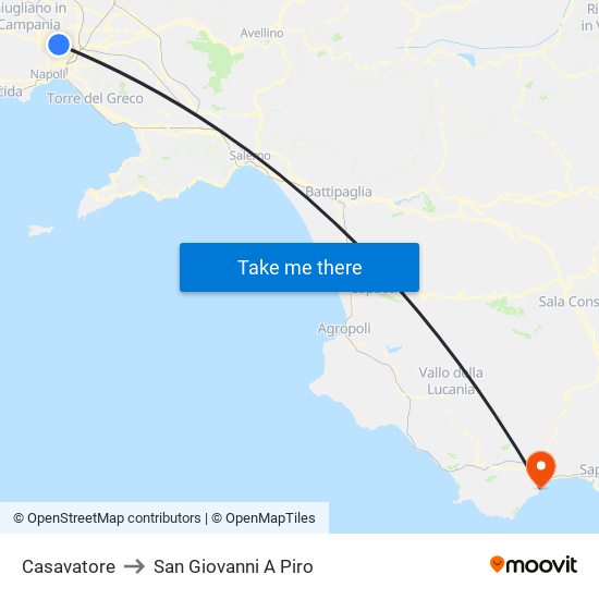 Casavatore to San Giovanni A Piro map