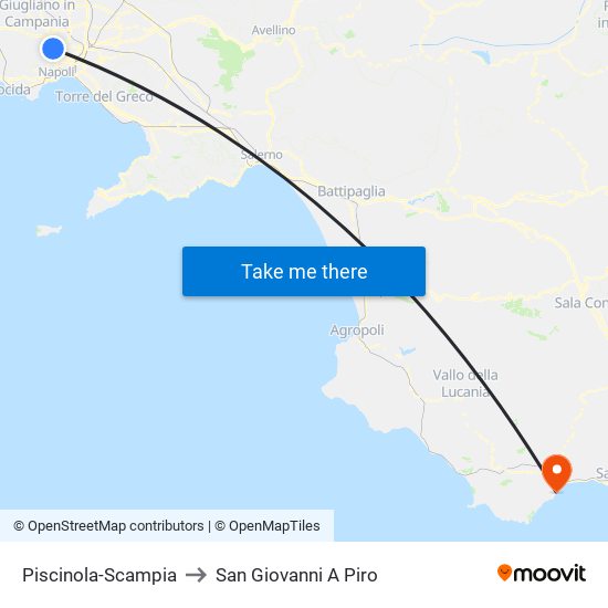 Piscinola-Scampia to San Giovanni A Piro map