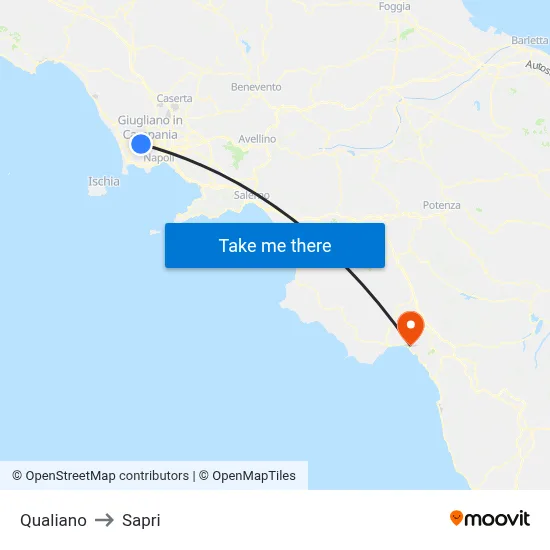 Qualiano to Sapri map