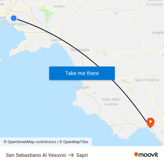 San Sebastiano Al Vesuvio to Sapri map