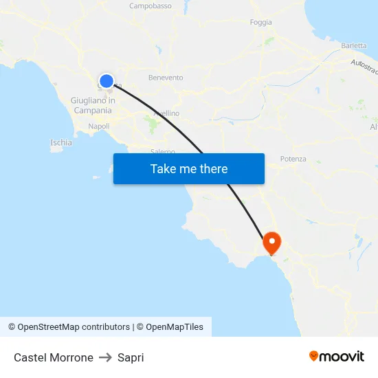 Castel Morrone to Sapri map