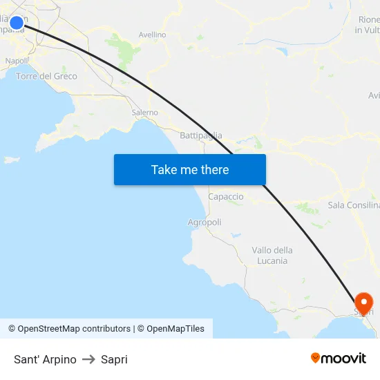 Sant' Arpino to Sapri map