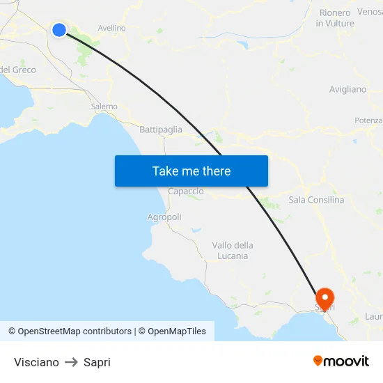 Visciano to Sapri map