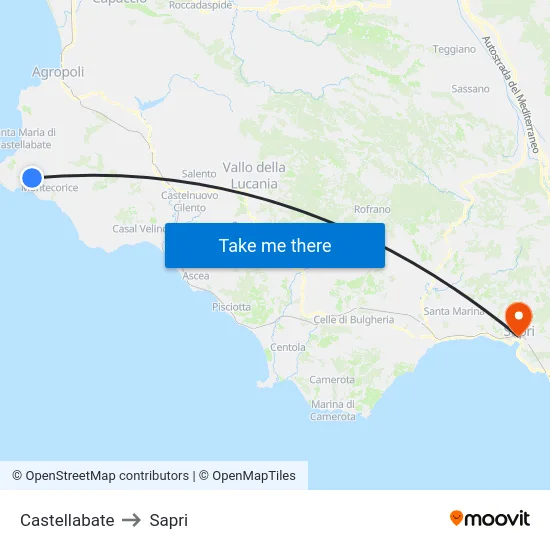 Castellabate to Sapri map