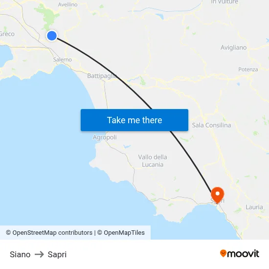Siano to Sapri map