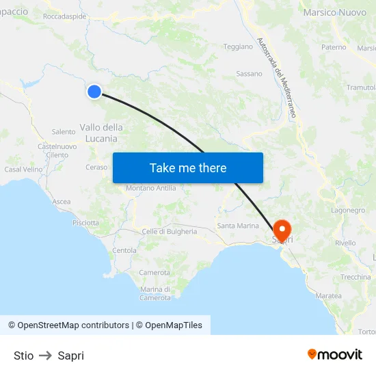 Stio to Sapri map