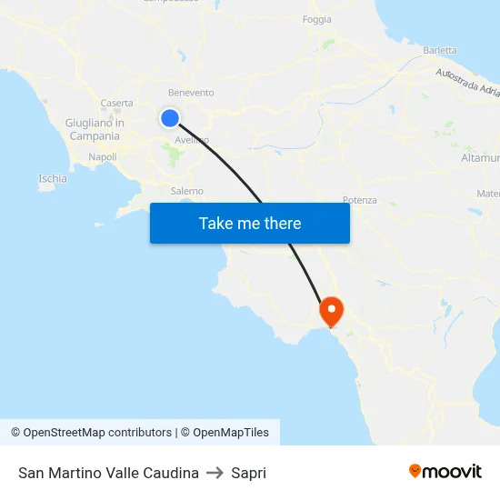 San Martino Valle Caudina to Sapri map