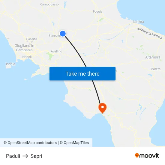 Paduli to Sapri map