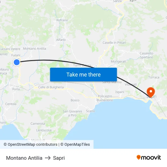 Montano Antilia to Sapri map
