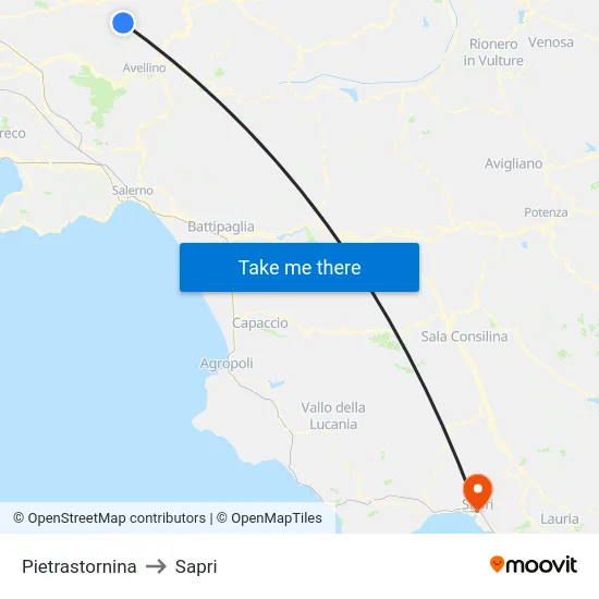 Pietrastornina to Sapri map
