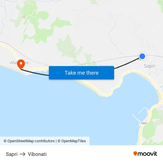 Sapri to Vibonati map