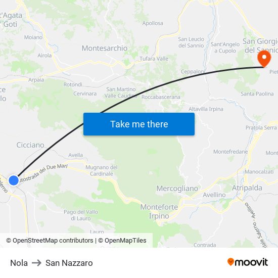 Nola to San Nazzaro map