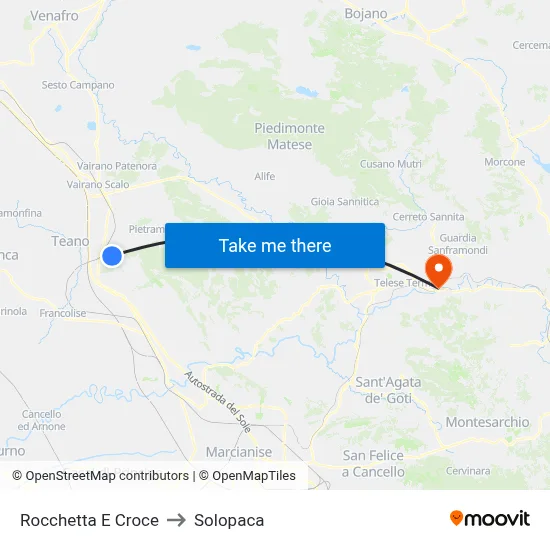 Rocchetta E Croce to Solopaca map