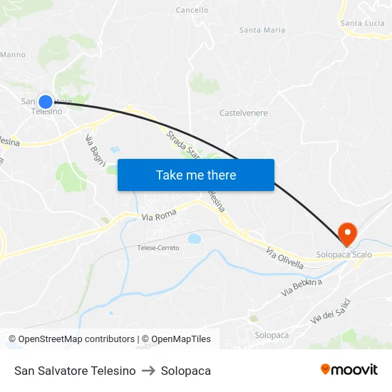 San Salvatore Telesino to Solopaca map