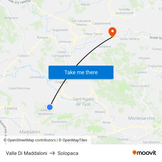 Valle Di Maddaloni to Solopaca map