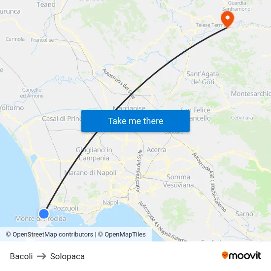 Bacoli to Solopaca map