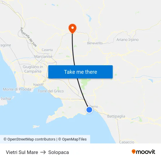 Vietri Sul Mare to Solopaca map