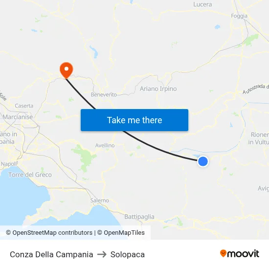 Conza Della Campania to Solopaca map