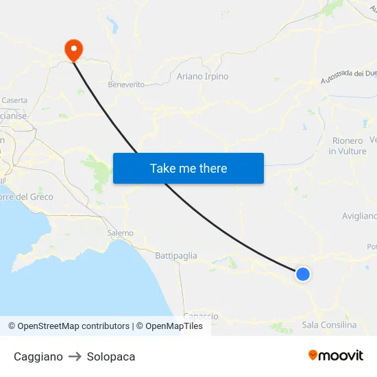 Caggiano to Solopaca map
