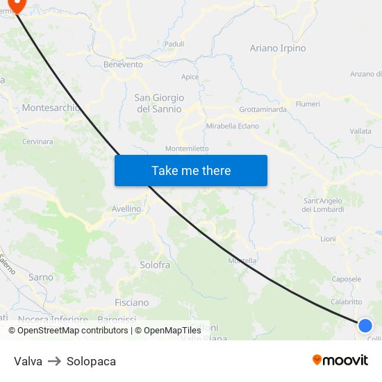 Valva to Solopaca map