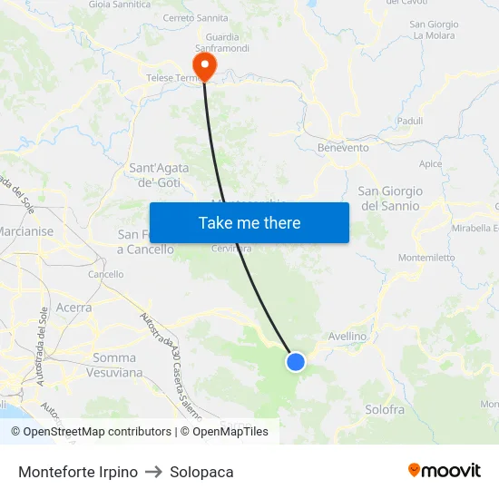 Monteforte Irpino to Solopaca map