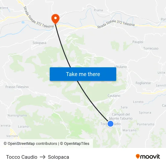 Tocco Caudio to Solopaca map