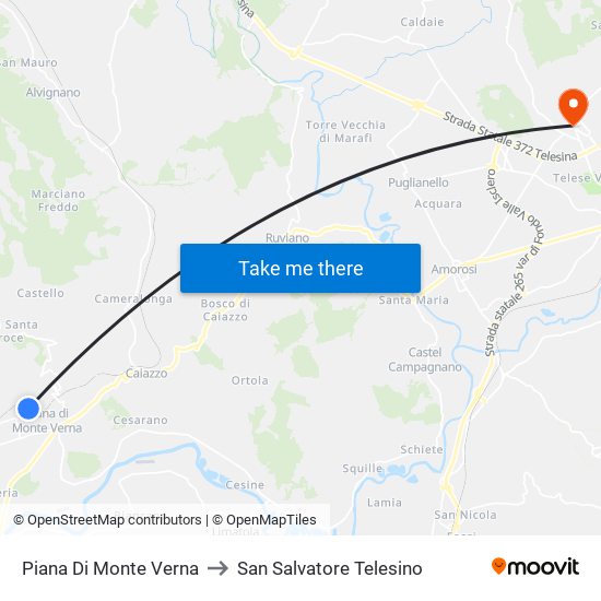Piana Di Monte Verna to San Salvatore Telesino map